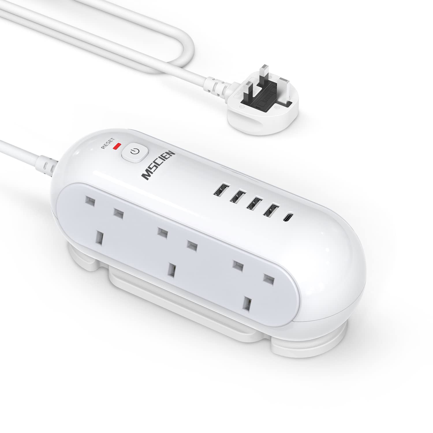 Mscien Extension Lead with USB Slots 3M,6 Gang Extension Lead 3M With 5 USB Ports,Power Strip Surge Protector,3250W Overload,Suitable for Office,Studio or Parlor