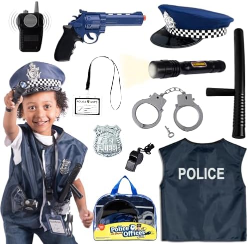 Born Toys 12 Pcs Police Costume for Kids with Role Play Kit