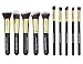 Nestling®10 PCS Premium Professional Kabuki Makeup Brush Set Cosmetics Foundation Blending Blusher Eyeliner Eyeshadow Face Powder Brush Tool Kit (Golden Black)