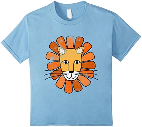 Kids Lion Face T-Shirt. Boys / Girls Cartoon Lion Tee 4 Baby Blue