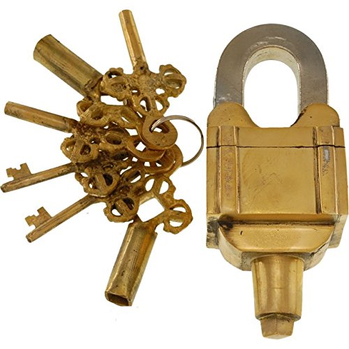 Brass 6 Key Square Trick Puzzle Padlock - (3 Keys x 2)