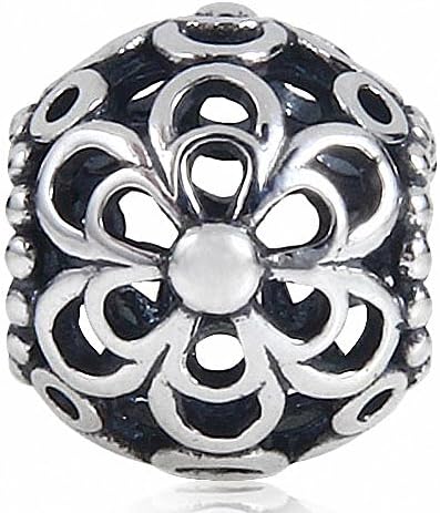 SoulBeads Soild 925 Sterling Silver Openwork Wild Flower Walk Charm Fits Pandora Bracelet Charms
