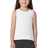 Noomelfish Girls Ribbed Racerback Tank Tops Cotton Cute Basic Dance Sleeveless Shirts (4-12 Years)