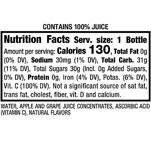 MOTT’S 100% APPLE WHITE GRAPE JUICE, 8 FL OZ BOTTLES, 6 PACK