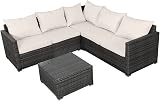 Panana 5 Seater Rattan Garden Sofa Set with Coffee Table Beige Cushions