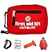 Travel First Aid Kit for Car with 3 Handy Survival Tools - Organized Labeled Compartments