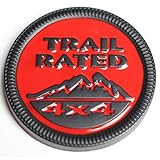 Btopars Red Trail Rated 4x4 Metal Emblem Badge Sticker for Jeep Wrangler Cherokee Liberty