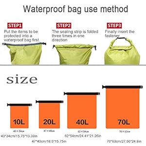 FLYHOME wasserdichte Dry Bags 40L Ultralight Wasserdicht Tasche, Reißfest Wasserdicht Packsack für Kajakfahren Camping Schwimmen Surfen 6 Schnorchelmasken 51H0Nt7gwtL. SS300 【100% wasserdicht, halten Sie Ihre Ausrüstung trocken】: Unser wasserdichte Tasche schützt Ihre Wertsachen vor Regen, Schnee, Schmutz, Staub oder Sand. Hydrostatischer Druck wasserdicht Index bis 5000, kann Ihre Artikel im Inneren trocken und sauber halten.
【Langlebig und leicht】: Unser wasserdichter dry bag aus 210T Polyestergewebe und ist nahtlos schweißfest, fest und zäh. Er wird mit einem Rollverschluss mit Schnellverschluss geliefert, der in drei Sekunden abdichtet. Er kann gerollt oder gefaltet werden, um Platz zu sparen, wenn dies nicht der Fall ist in Benutzung. Die glatte Oberfläche erleichtert die Reinigung. Nur etwa 100 g pro wasserdichten Taschen.
【Starke Schnalle zum Tragen】: Unser wasserdichte Tasche verfügt über eine professionelle Schnellverschlussschnalle, die 100.000-mal verwendet werden kann. Sie ist fest und sicherer.