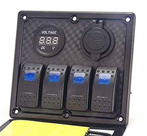 image for DCFlat 5 Pin 4 Gang/6 Gang Car Marine Boat Circuit RV LED Rocker Switc