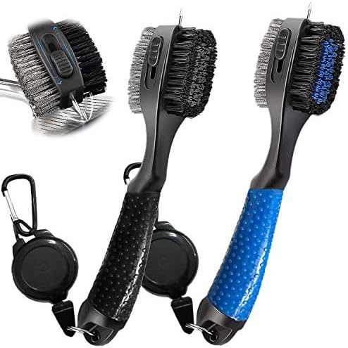 Amy Sport Golf Club Brush Cleaner Retractable Nylon 2 Pack Upgrade Oversized Head with Hook Clip to Bags, Durable Polymer Double-Sided Comfortable Grip Cleansing Brushes for Men Women Amy Sport Golf Club Brush Cleaner Retractable Nylon 2 Pack Upgrade Oversized Head with Hook Clip to Bags, Durable Polymer Double-Sided Comfortable Grip Cleansing Brushes for Men Women