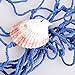 eZAKKA Decorative Fish Net, 79 x 59inch Mediterranean Style Nautical Decorative Fishing Net Wall Hangings Decoration with Sea Shells, Blue