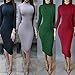 Bess Bridal Women Turtleneck Long Sleeve Stretch Christmas Party Club Midi Dress