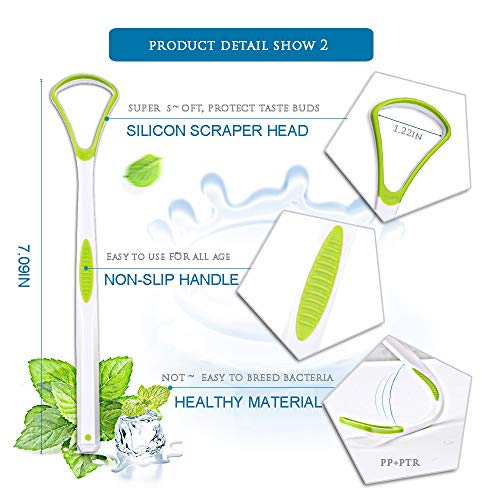 image for hoci [Upgraded] 4PCS Tongue Scraper Cleaner, Healthy Oral Scrapers, Di