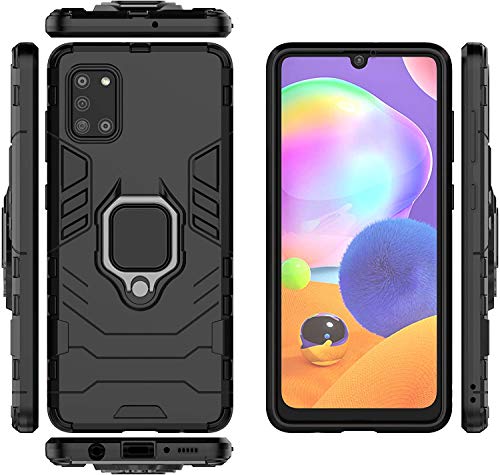 Spazy CaseÂ® Samsung Galaxy A31 360 Degree Rotation Durable Dual Layer Slim Shockproof Armor Hybrid Ring Kickstand Holder and Full-Body Protective Case Cover for Samsung Galaxy A31