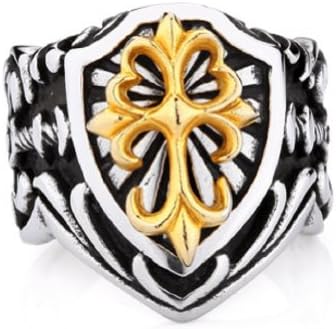 Moon Wings Vintage Men's Ring Stainless Steel Sword of Kind and Shield Ring Size 9