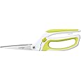 LIVINGO 10" Spring Action Fabric Scissors, Professional Sewing Scissors for Tailor Dressmaker, Spring Loaded Heavy Duty Fabric Shears for Crafting with Comfort Handle, All purpose(Green/White)