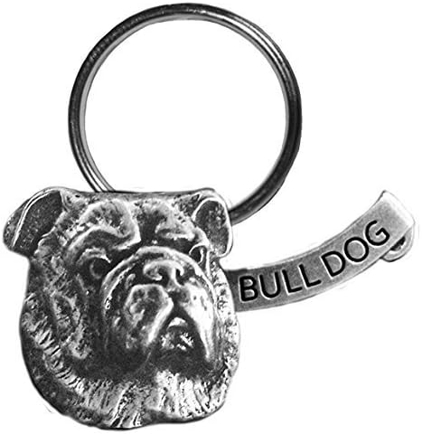 Precious Breeds Lg. Antique Pewter Bulldog Key Chain