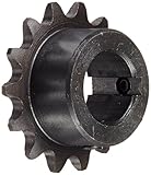 Tsubaki 35B14FL Finished Bore Sprocket, Single Strand, Inch, #35 ANSI No., 3/8