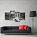 Pyradecor 4 panels Black and White Rocky Waterfall Pictures Paintings on Canvas Wall Art Prints for Wall Decor Living Room Modern Grace Landscape Sea Beach Giclee Canvas Print Artwork Home Decorations