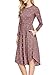Simier Fariry Women Long Sleeve Pleated Polka Dot Pocket Swing Casual Midi Dress
