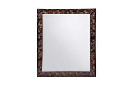 UMBER Fiber Wood Wall Mirror/Dressing Mirror/Bedroom Mirror/Bathroom Mirror/Makeup Mirror Water Resistant Synthetic Fiber Wood Copper Color (Inner Size 10 x 12 inch, Outer Size 12 x 14 inch)