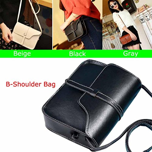 Vintage Crossbody,Clearance! AgrinTol Vintage Purse Bag Leather Crossbody Shoulder Messenger Bag (Black)