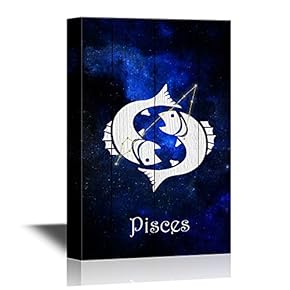 12 Zodiac Signs Constellation Canvas Wall Art - Pisces - Gallery Wrap Modern Home Art | Ready to Hang - 12x18 inches