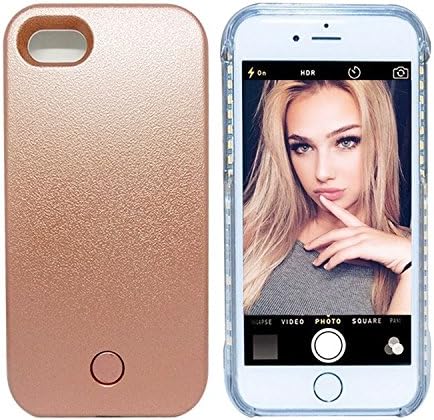 Vahulawa Selfie Light Iphone 7 Case, Fashion Luxury Flash Mobile Led Cover, Increase Facial Light, Luminous Cell Phone Light Up Bumper, Protective Shell(Rose gold-4.7 in)