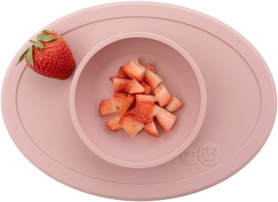 ezpz Tiny Bowl (Blush), 100% Silicone Suction Bowl with Built-in Placemat for First Foods + Baby Led Weaning - Image 3