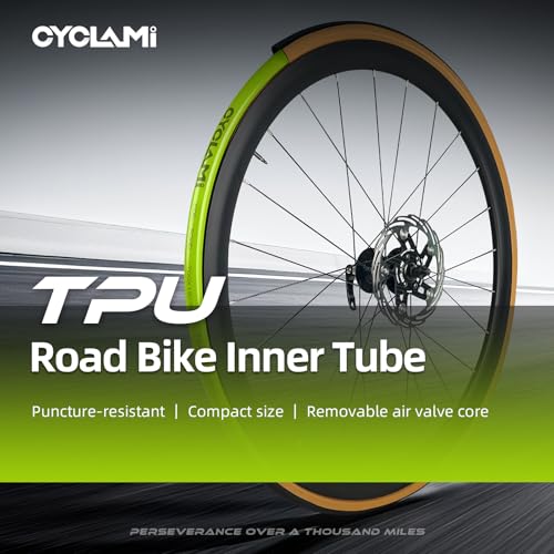 TPU Inner Tube Road Bike 38 g Ultralight Compatible with 700 x 18/23/25/28/30/32C Bicycle Inner Tube Metal Removable Presta Valve 45/60/80 mm