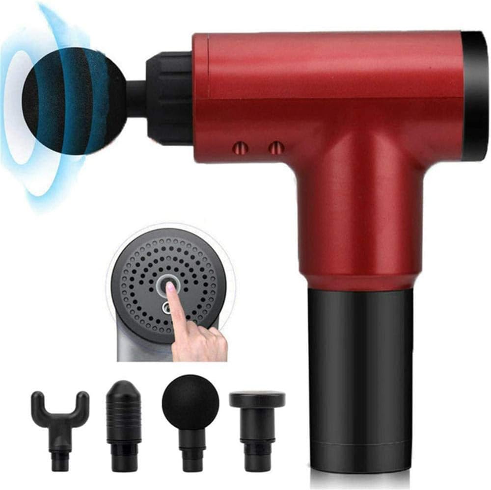 Massage Gun Electronic Muscle Relaxation Device, Body Massage Therapy Body Massage Gun with 4 Different Massage Heads - red