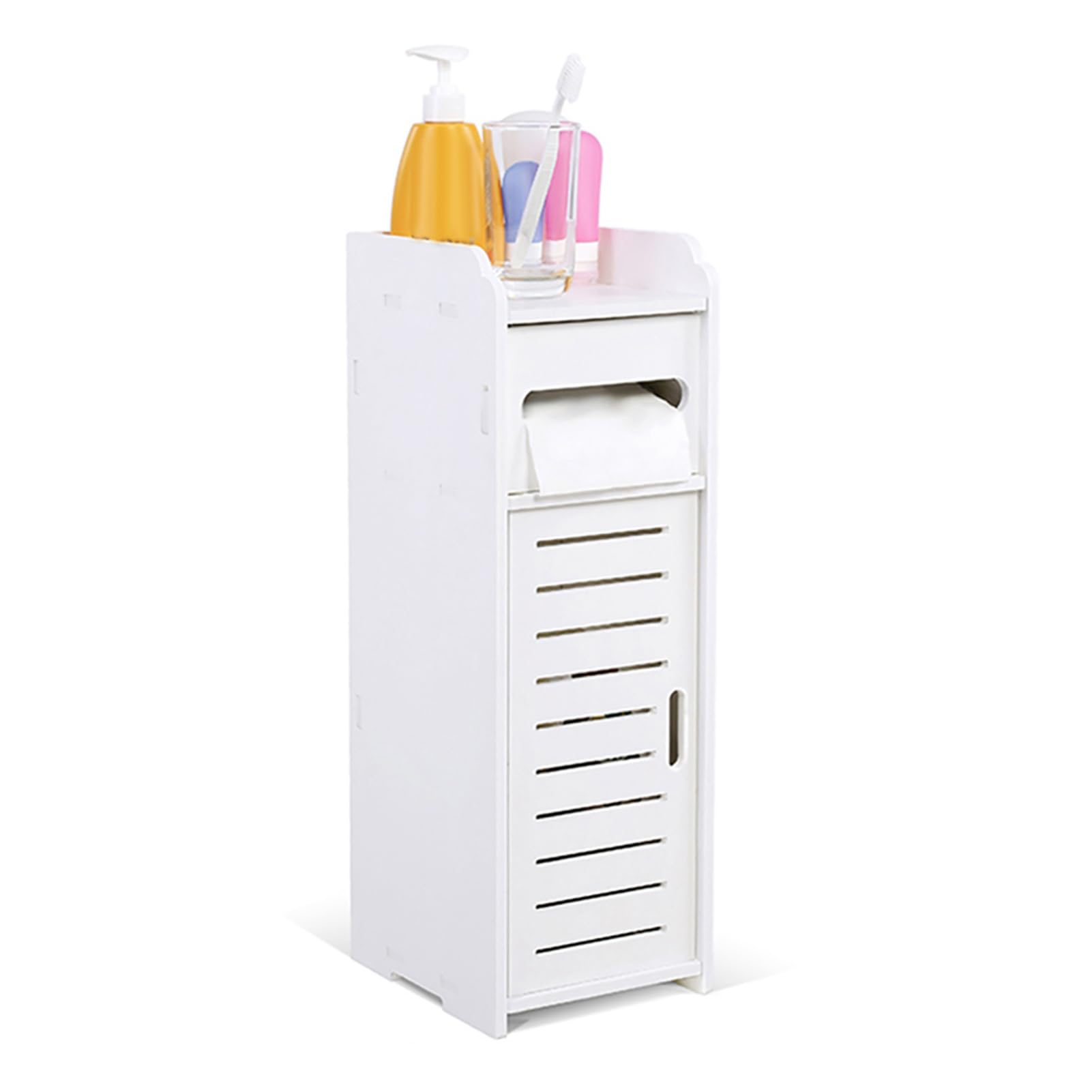 Gegong White PVC Wood Plastic Washroom Cabinet Toilet Storage Shelf Multi Layer Organizer Space Saver for Washroom Use Toilet Storage Solution White Washroom Organizer with Shelves