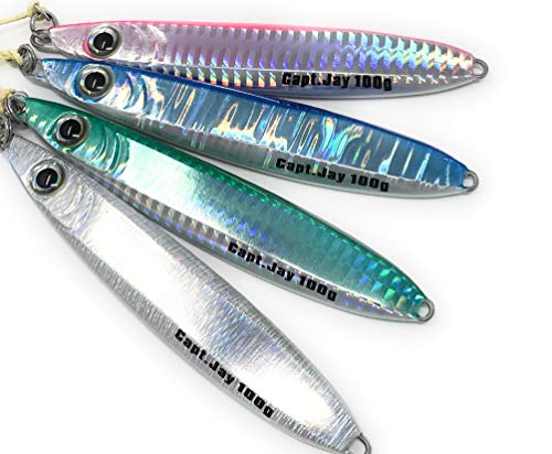 Fishing jigs Vertical Jigs Saltwater Artificial Bait Fishing Lures Jigging Lures Slow Vertical Fast Jigs w/Hooks & Rings | Assist Hook Speed Jigging Lure Speed jigs 100g (Blue) - Thumbnail 4