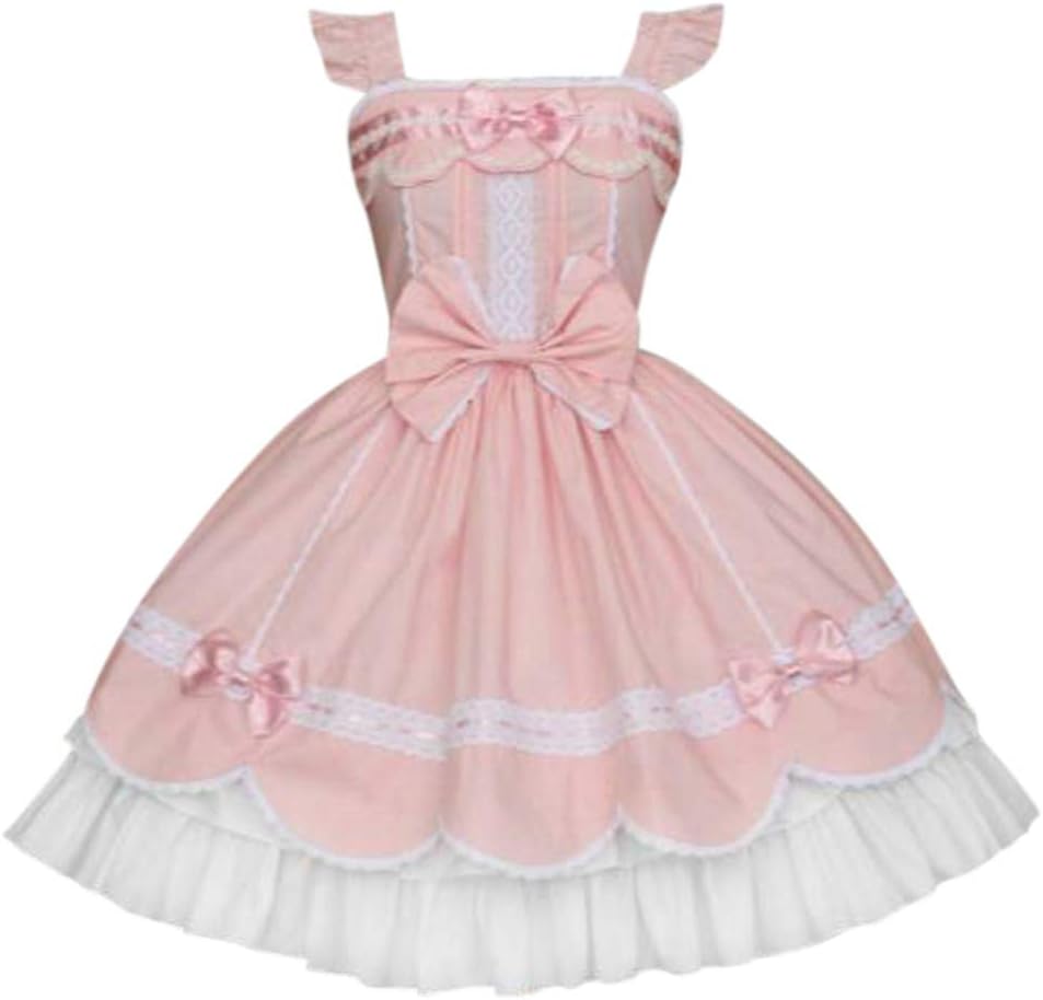 Zcuhen Women's Dresses, Girls Sweet Lolita Dress Princess Lace Court Skirts Cosplay Costumes Renaissance Dress Medieval Pink