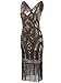 Vijiv 1920s Vintage Inspired Sequin Embellished Fringe Prom Gatsby Flapper Dress,Gold,Medium