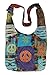 Boho Bohemian Recycled Ripped Razor Cut Patch Fringe Peace Sling Crossbody Monk Bag Purse Nepal (Fringe Peace)
