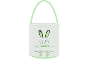Doxrmuru Easter Basket for Kids Easter Bunny Basket Easter Gift Bags Eggs Hunt Bag Boys Girls Easter Tote Bag Easter Decorations (Green)