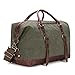 Kattee Genuine Leather Trim Canvas Travel Duffel Bag (Army Green, Large)