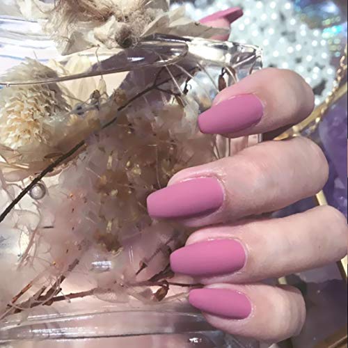 24pcs Pure Color Coffin Nails Matte False Gel Nails Art Tips Sets Full Cover Medium False Nails for Ballerina Cosplay Office Lady (Mauve) - Thumbnail 7