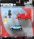 Tomica Hypercity Rescue 2-Pack Mitsubishi Fuso Canter Fire Engine Red & Mini Cooper Light Blue With 2 Figurines