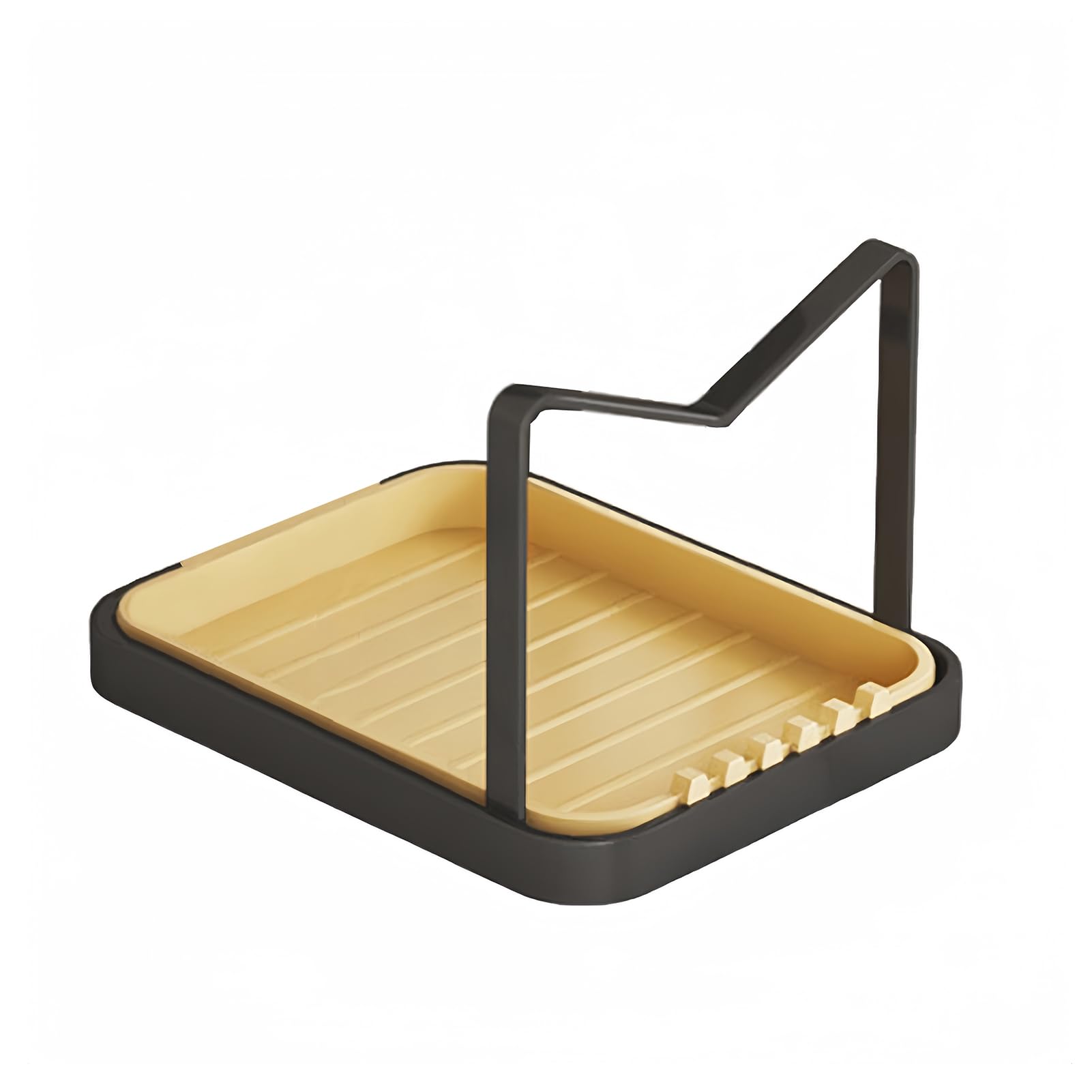 GIBZ Spoon Rest Pot Lid Holder with Drip Tray Utensils Rack for Kitchen Counter Stove Top chopping board baking sheet Black Single Layer