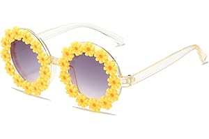 JINHUIBBA Girls round Flower Sunglasses Flower Cute Glasses UV 400 Protection for Outdoor Beach