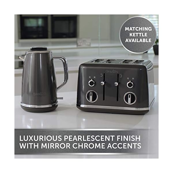 Breville Lustra 4-Slice Toaster with High Lift, Wide Slots and Independent 2-Slice Controls, Storm Grey [VTT853]