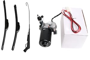 SCHRION Universal 12V Motor Electric UTV Windshield Wiper Kit Compatible with Polaris Ranger RZR 570 800 900 1000 Turbo Honda Pioneer Talon Can Am Kawasaki etc. 90 Degree Angle, 1 Arm / 2 Blades