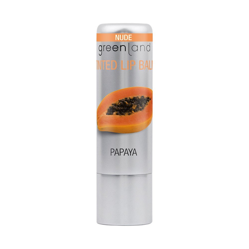 Greenland Lip Care with Papaya Colour, Pampering Care Lipstick for a Natural Lip Glow, Tinted Lip Balm with Shea Butter and Beeswax