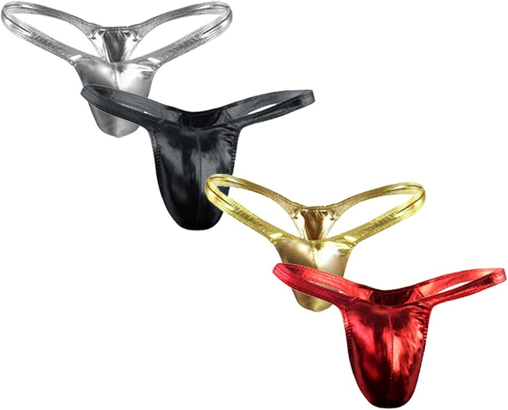 4 Stück Herren G-stringtanga Slip Tanga Kunstleder PU Micro Mini String für Männer Jockstrap ...