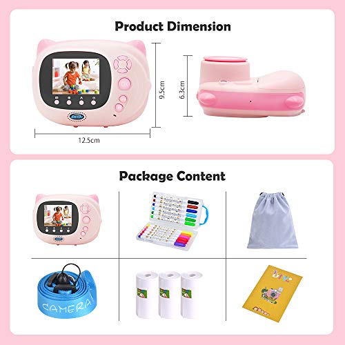 AMKOV Kids Camera Instant Print Digital Camera with Zero Ink Printing for Girls & Boys, WiFi Camera for Kids, 2.4inch LCD Display, Auto-Focusing, Auto-Flashlight, Creative Toys - Pink - Thumbnail 5