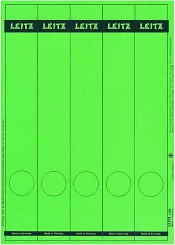 Leitz 16880055 Spine Label Self-Adhesive PC Paper Long Narrow Pack of 125 Green