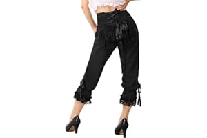 COSDREAMER Women Gothic Steampunk Elastic Waist Breeches Pirate Costume Pants