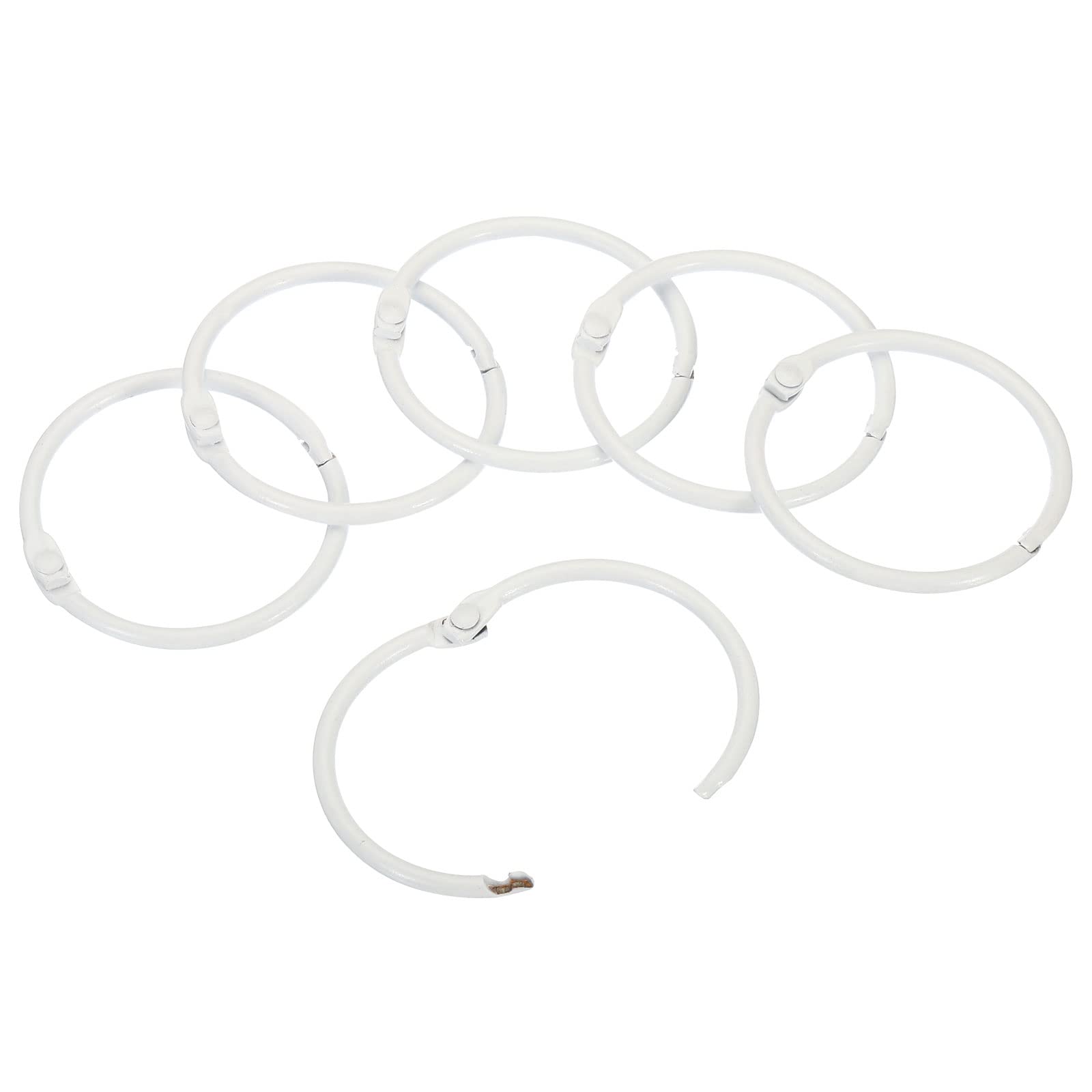 PATIKIL 1.8" OD 1.5" ID Loose Leaf Rings, 10 Pack Binder Ring Book Rings Steel for Paper DIY Scrapbook Notebook Photo Album, White